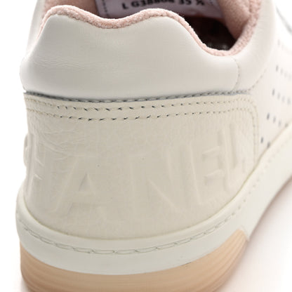 Chanel Grained Calfskin Fabric Womens Logo Sneakers 35.5 White Light Pink 9 of 13