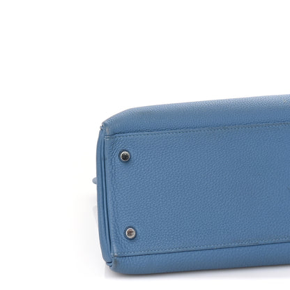 Hermes Togo Kelly Retourne 32 Bleu Azur 7 of 8