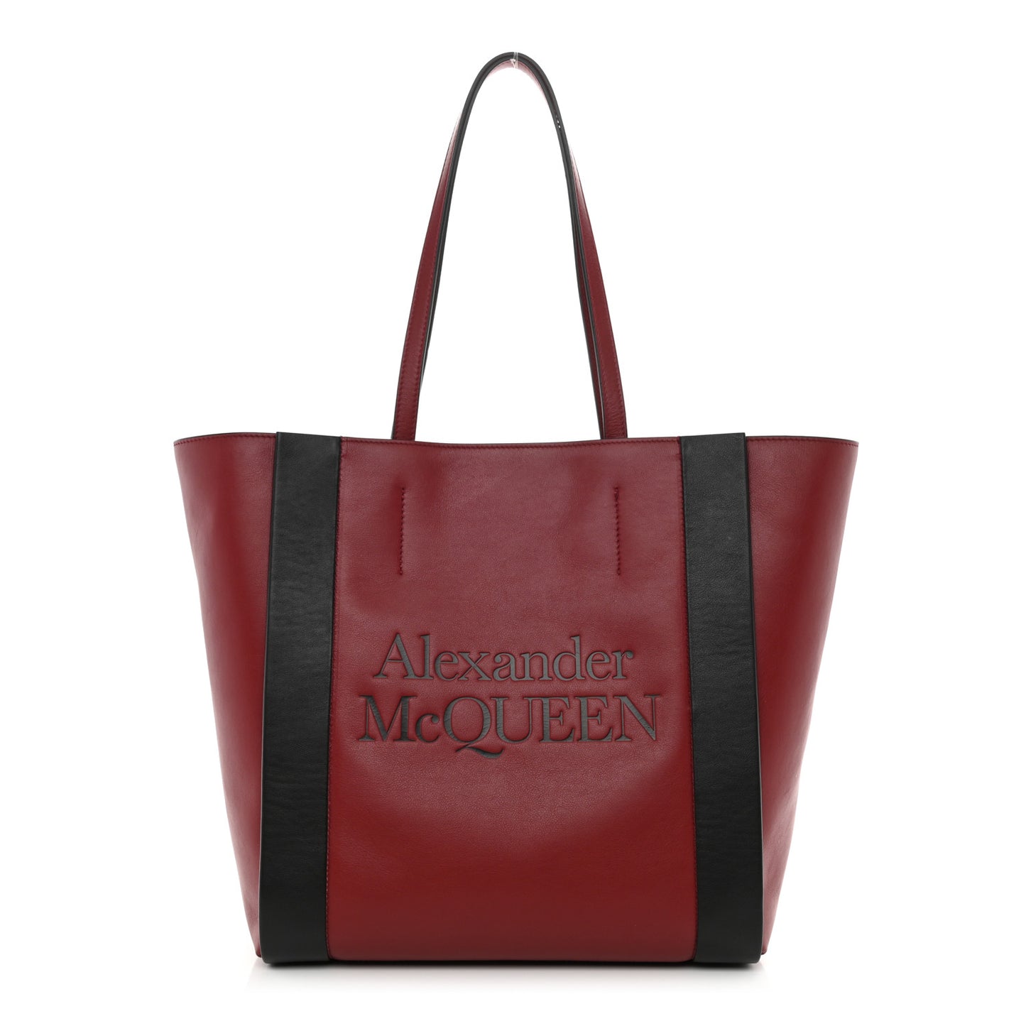Calfskin Embossed Signature Shopper Black Red