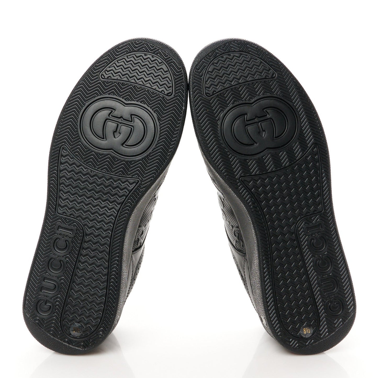 Calfskin GG Tennis Embossed Perforated Mens Interlocking G 55mm Sneakers 8.5 Black