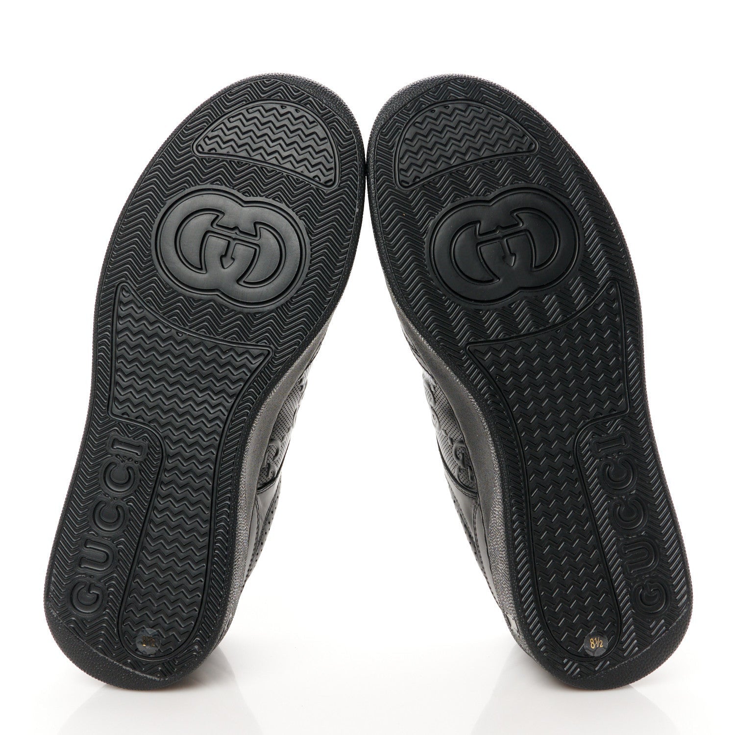 Gucci Calfskin GG Tennis Embossed Perforated Mens Interlocking G 55mm Sneakers 8.5 Black 6 of 7