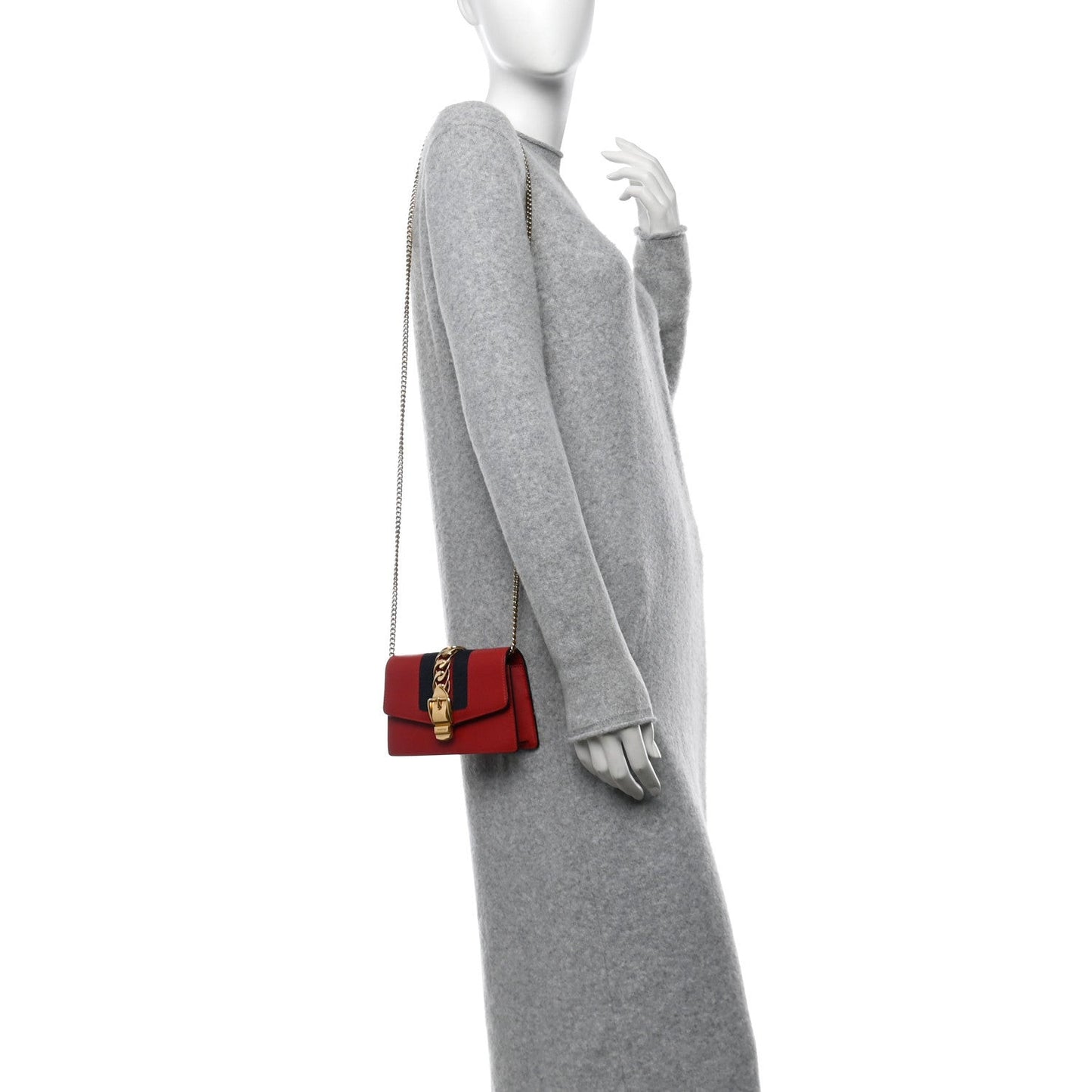 Calfskin Super Mini Sylvie Chain Shoulder Bag Hibiscus Red