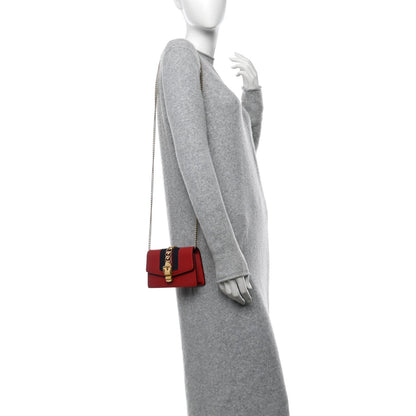 Gucci Calfskin Super Mini Sylvie Chain Shoulder Bag Hibiscus Red 2 of 7