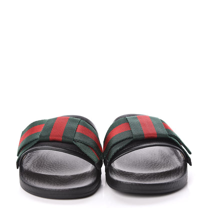 Gucci Satin Web Bow Slide Sandals 35 Black 2 of 9
