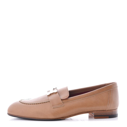Hermes Goatskin Womens Paris Loafers 36.5 Etoupe 1 of 9