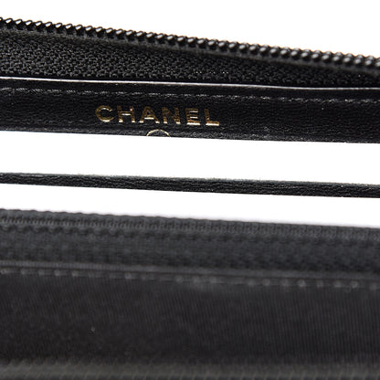 Chanel Glazed Calfskin Quilted Small Boy Zip Around Wallet Black 7 of 9