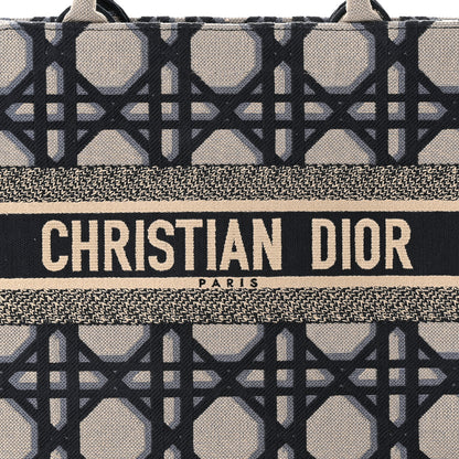 Christian Dior Canvas Macrocannage Embroidered Medium Book Tote Beige Blue 8 of 11