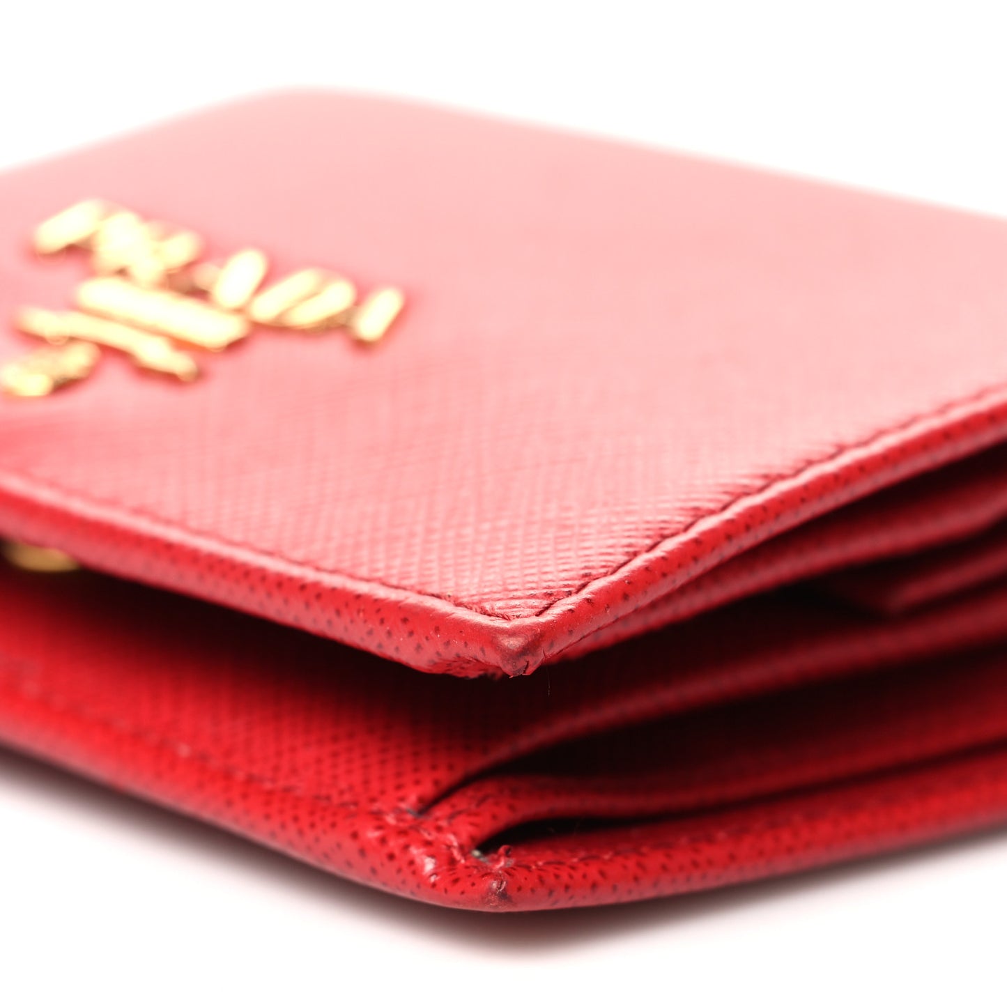 Saffiano Metal Compact Snap Bi-Fold Wallet Fuoco