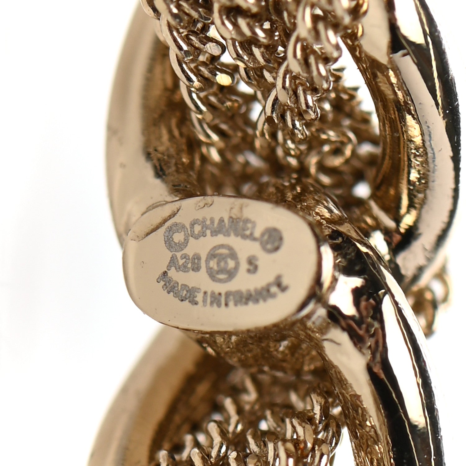 Chanel Lambskin CC Chain Hoop Earrings Gold 4 of 4