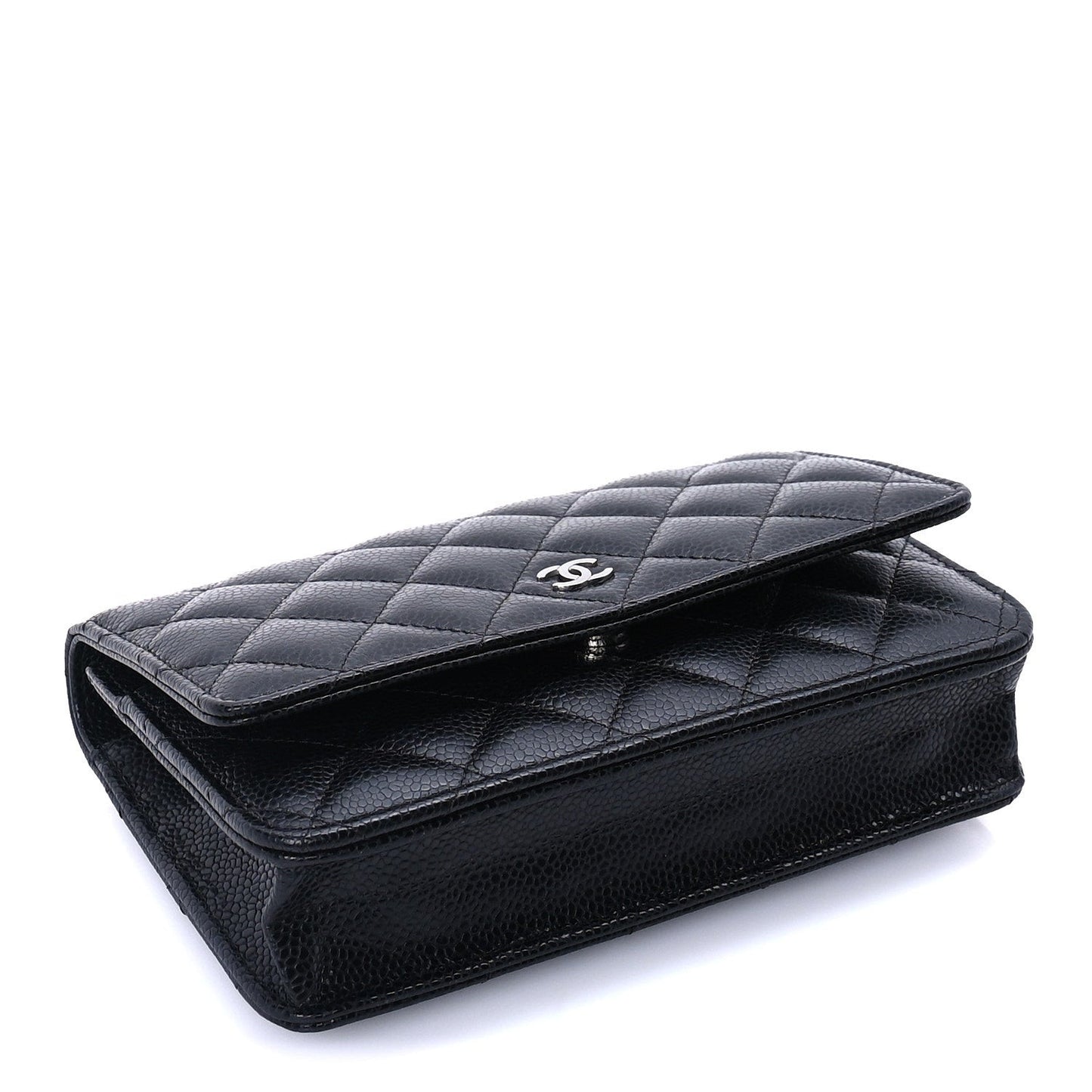 Caviar Quilted Wallet on Chain WOC  Black