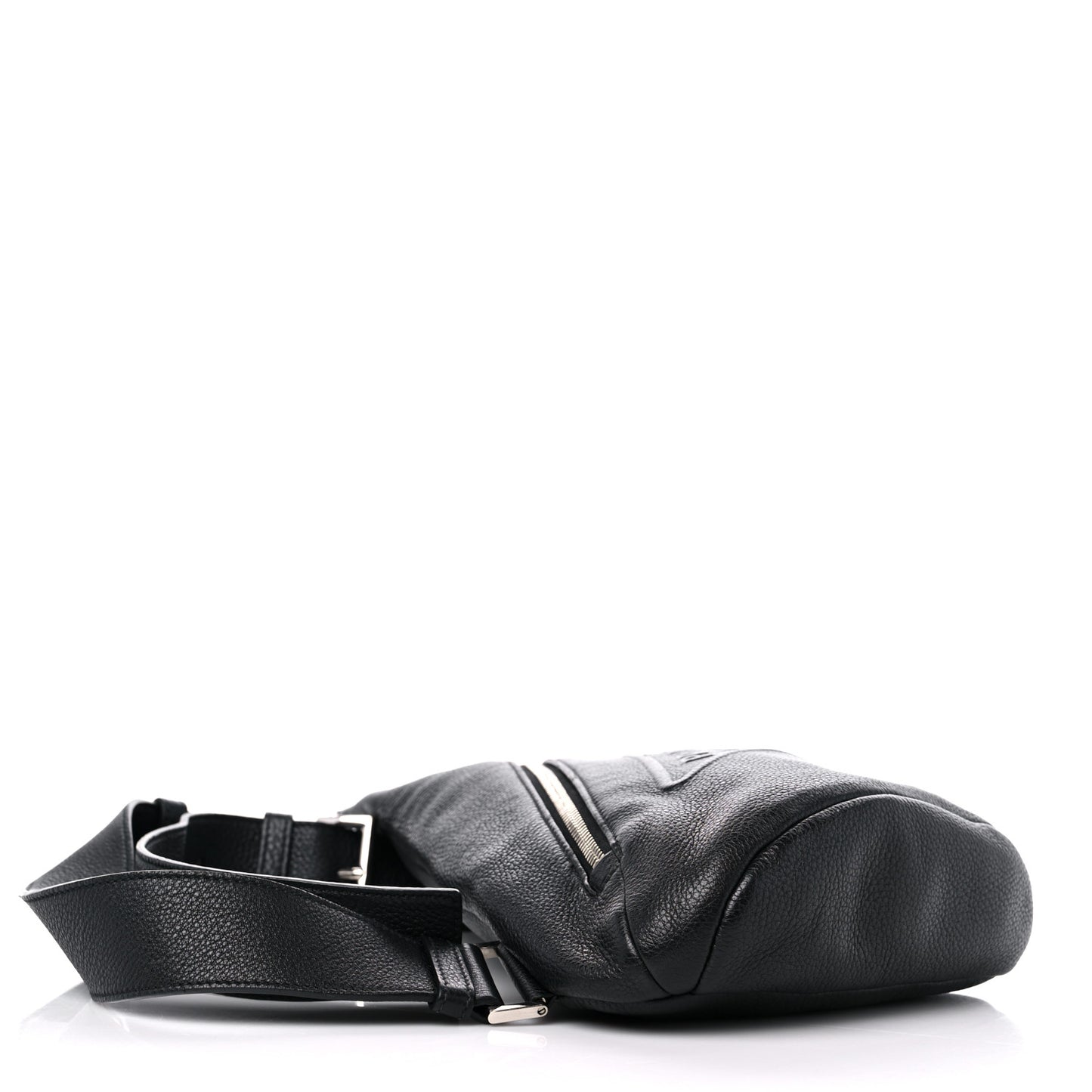 Vitello Daino Logo Embossed Cross Sling Backpack Black