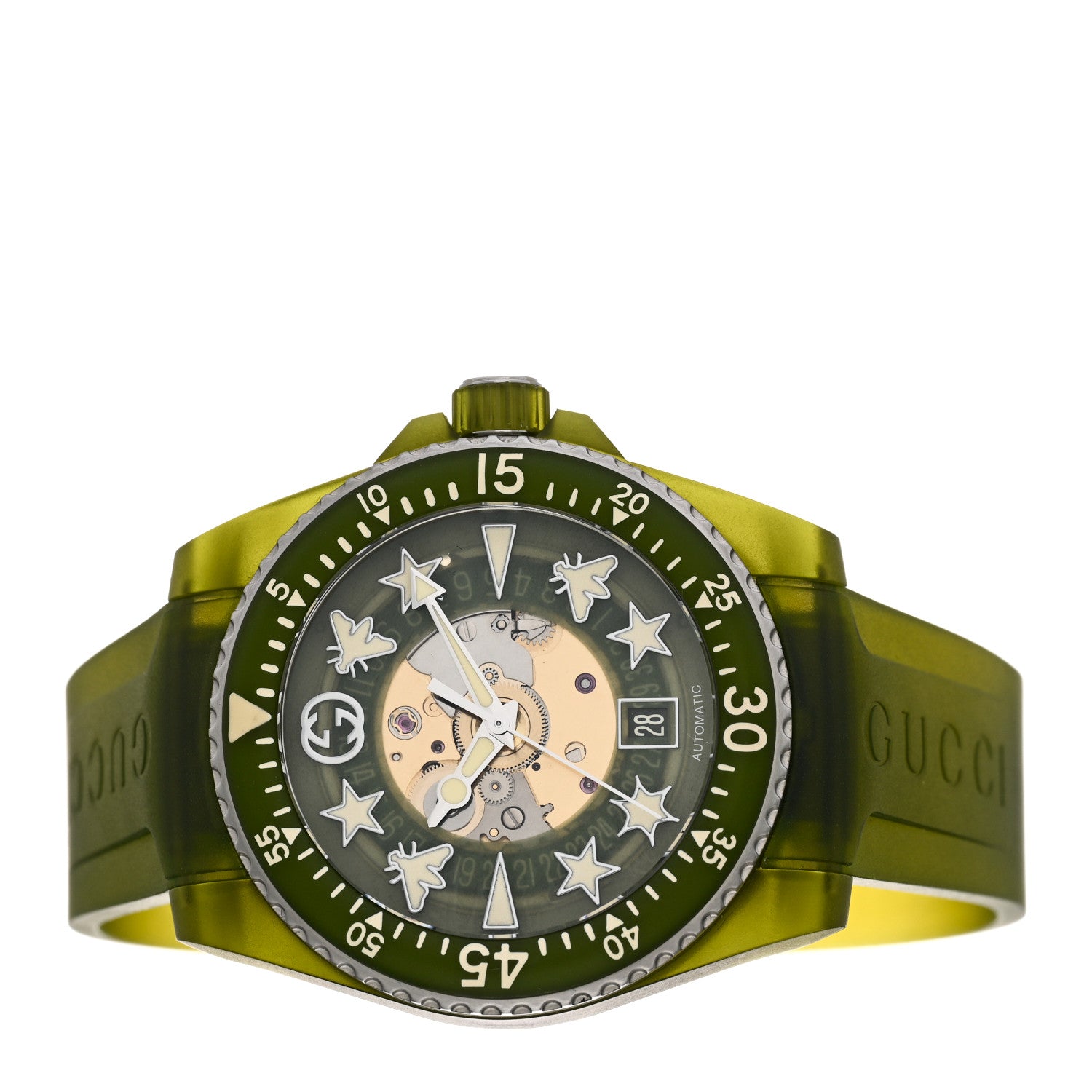 Gucci Stainless Steel Rubber 40mm Dive Quartz Watch Green 2 of 4