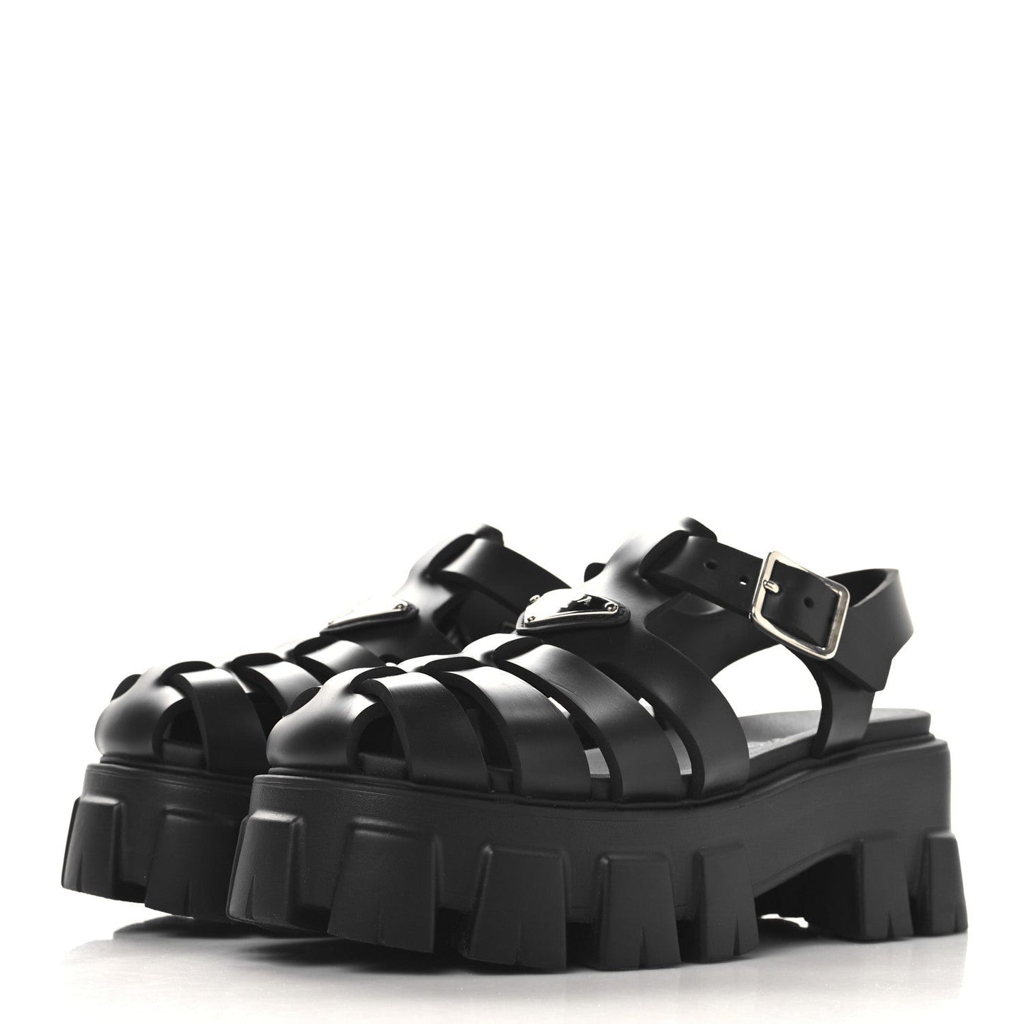 Foam Rubber Triangle Logo Monolith 55mm Cage Sandals 36 Black