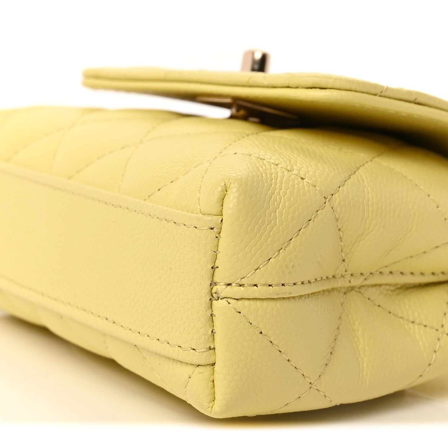 Caviar Quilted Nano Coco Handle Clutch With Chain Yellow