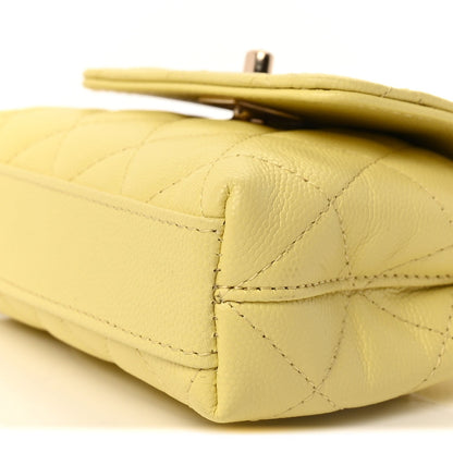 Chanel Caviar Quilted Nano Coco Handle Clutch With Chain Yellow 6 of 7