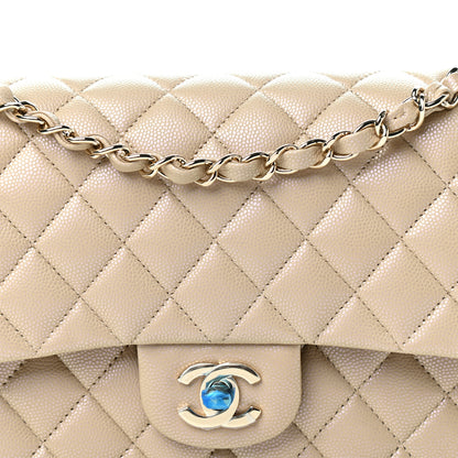 Chanel Iridescent Caviar Quilted Medium Double Flap Dark Beige 10 of 12
