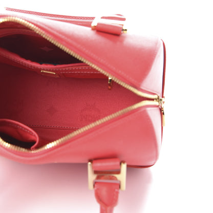 MCM Saffiano Studded Small Boston Bag Hot Coral 5 of 9