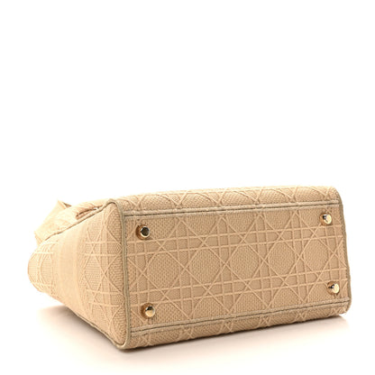 Christian Dior Canvas Embroidered Medium Lady D-Lite Beige 4 of 9
