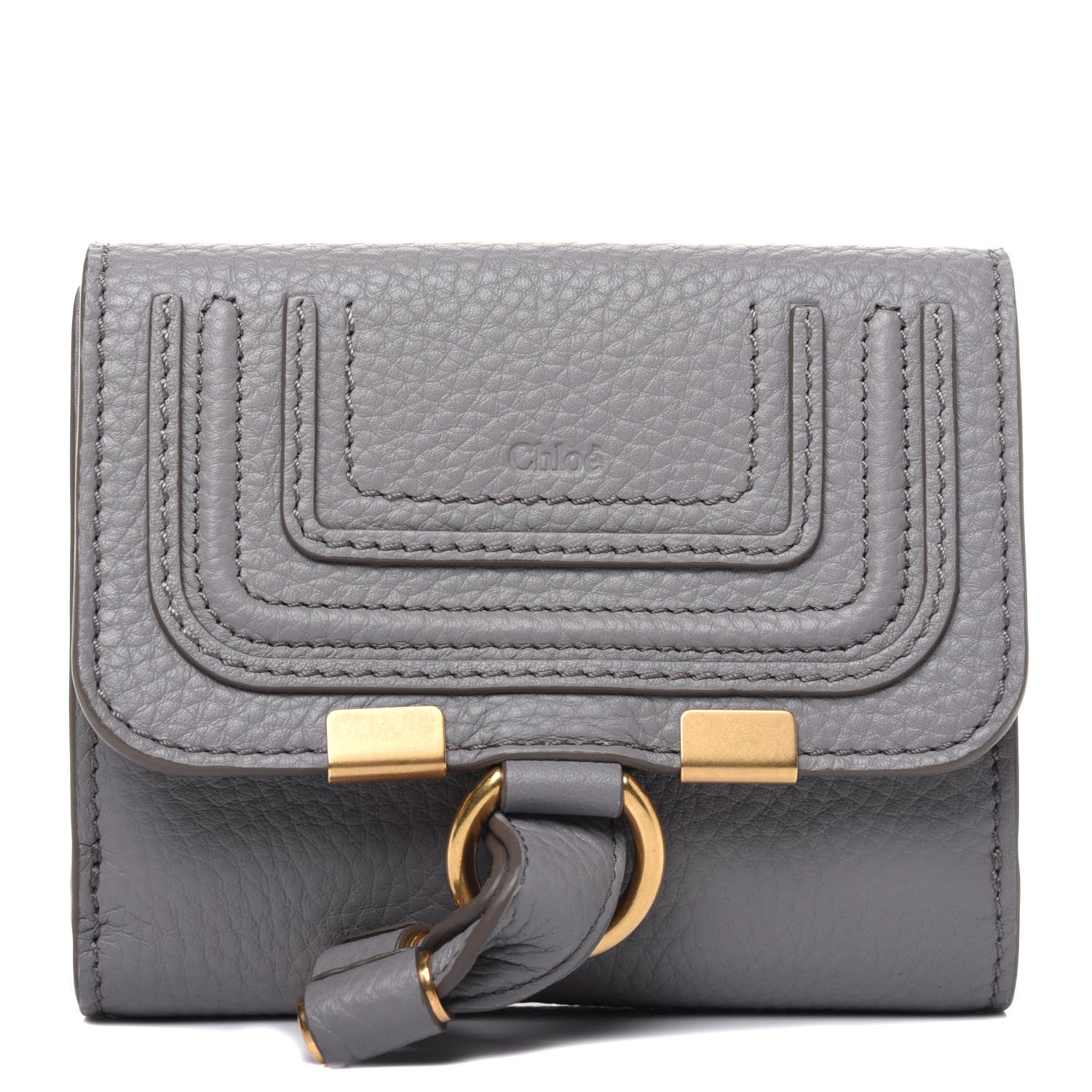 Chloe Grained Calfskin Marcie Square Wallet Cashmere Grey 1 of 12