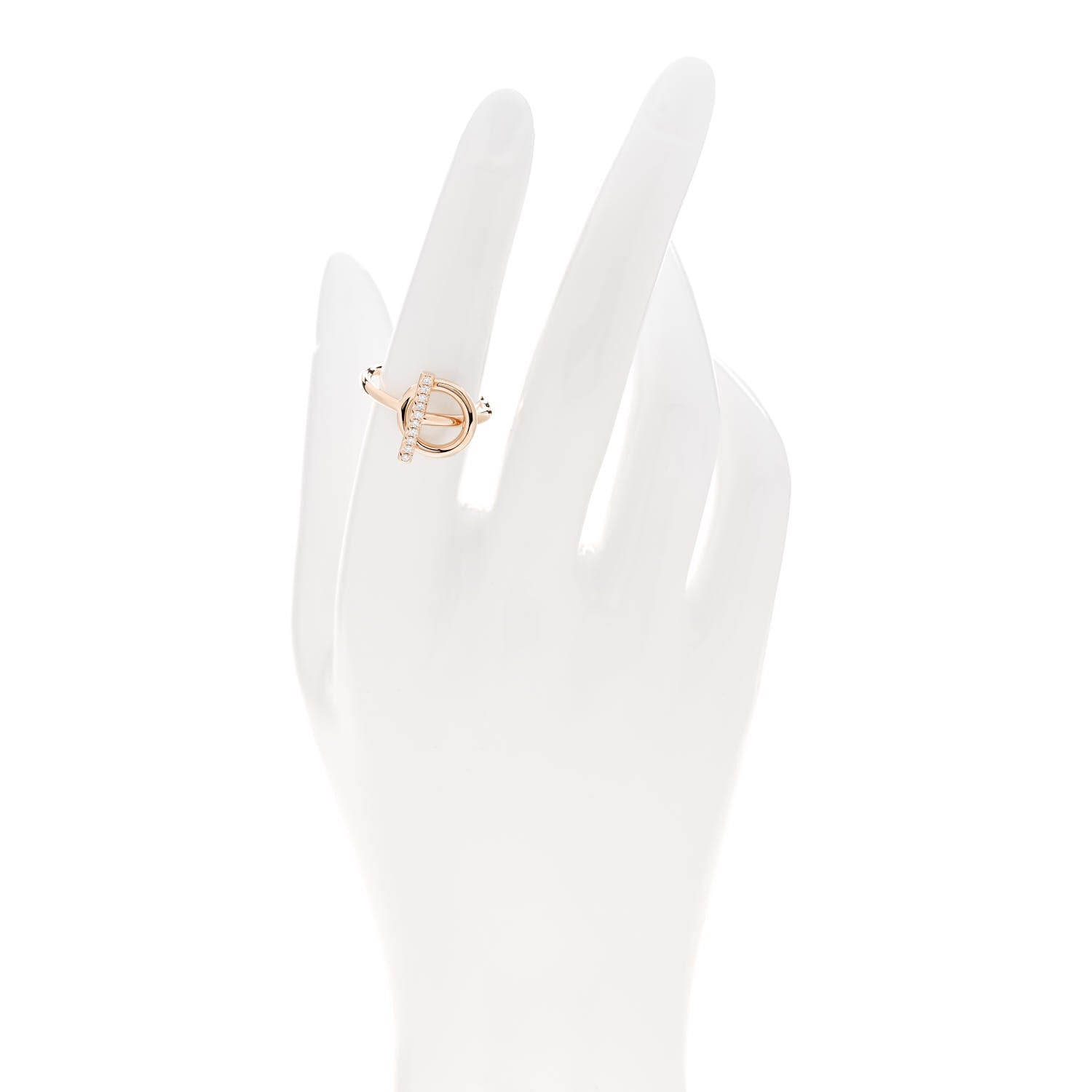 Hermes 18K Rose Gold Diamond PM Echappee Ring 52 6 2 of 6