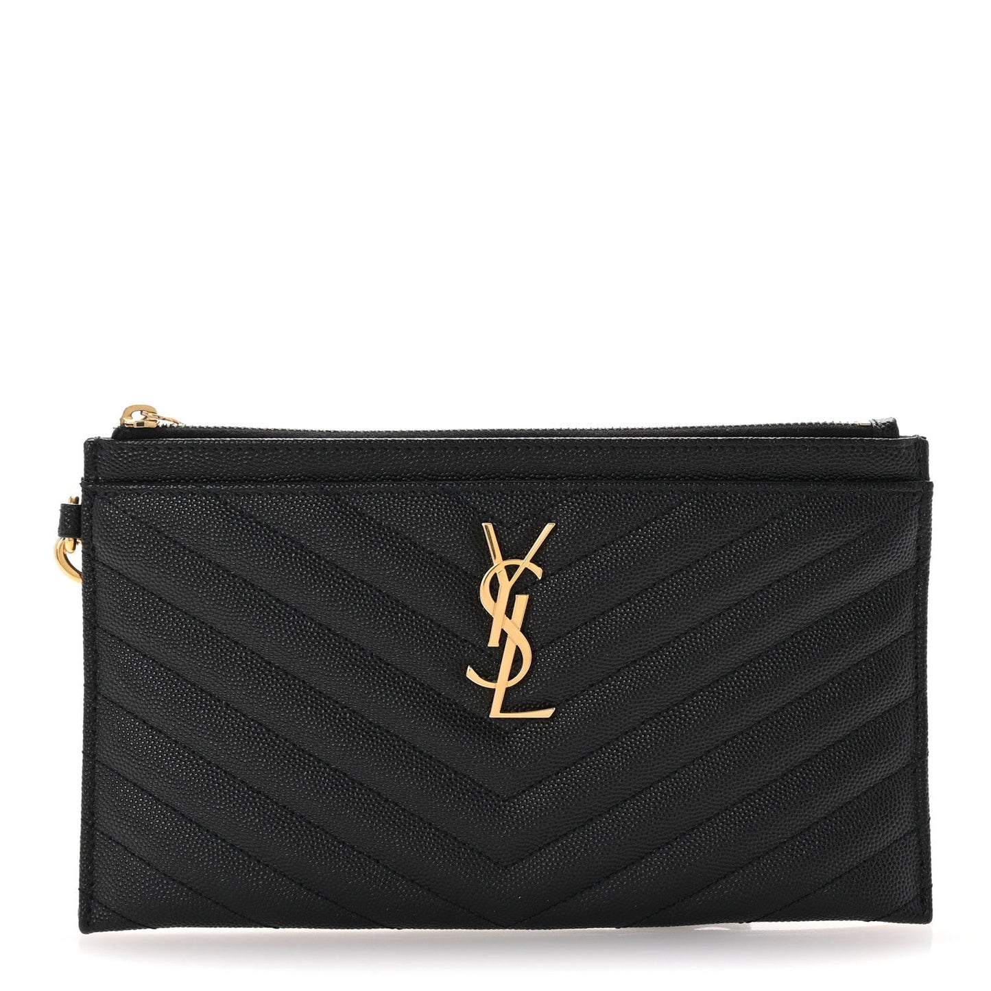 Grain De Poudre Chevron Monogram Large Bill Pouch Black