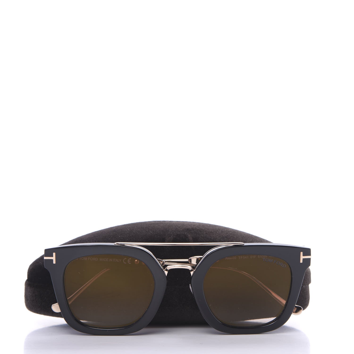 Tom Ford Alex Squared Sunglasses TF541 Shiny Black Gradient Brown 8 of 8