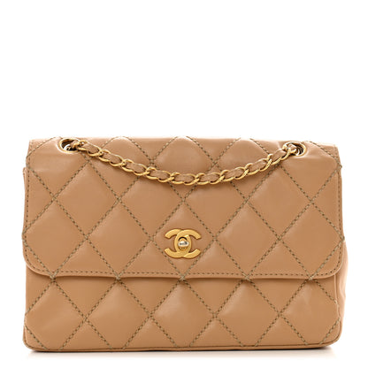 Chanel Calfskin Quilted Medium Wild Stitch Flap Beige 1 of 16