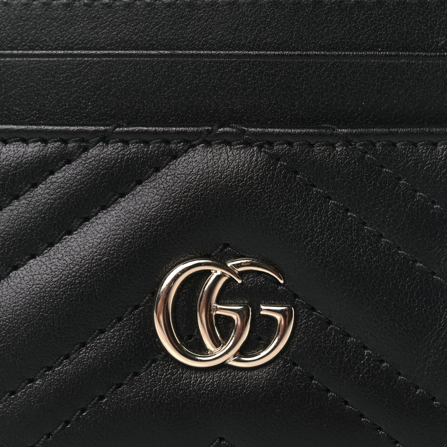 Calfskin Matelasse GG Marmont Card Holder Black