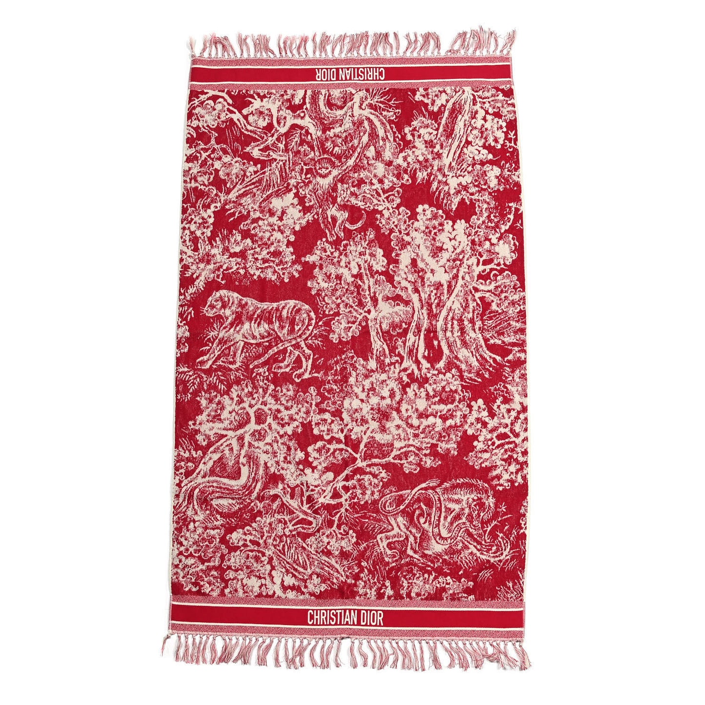 Cotton Toile De Jouy Reverse Towel Red