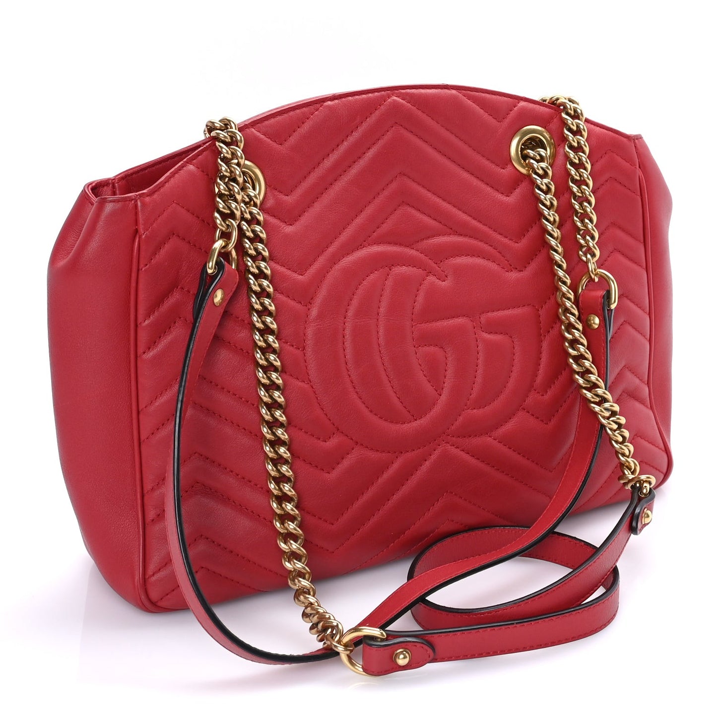 Calfskin Matelasse Medium GG Marmont Shoulder Bag Hibiscus Red