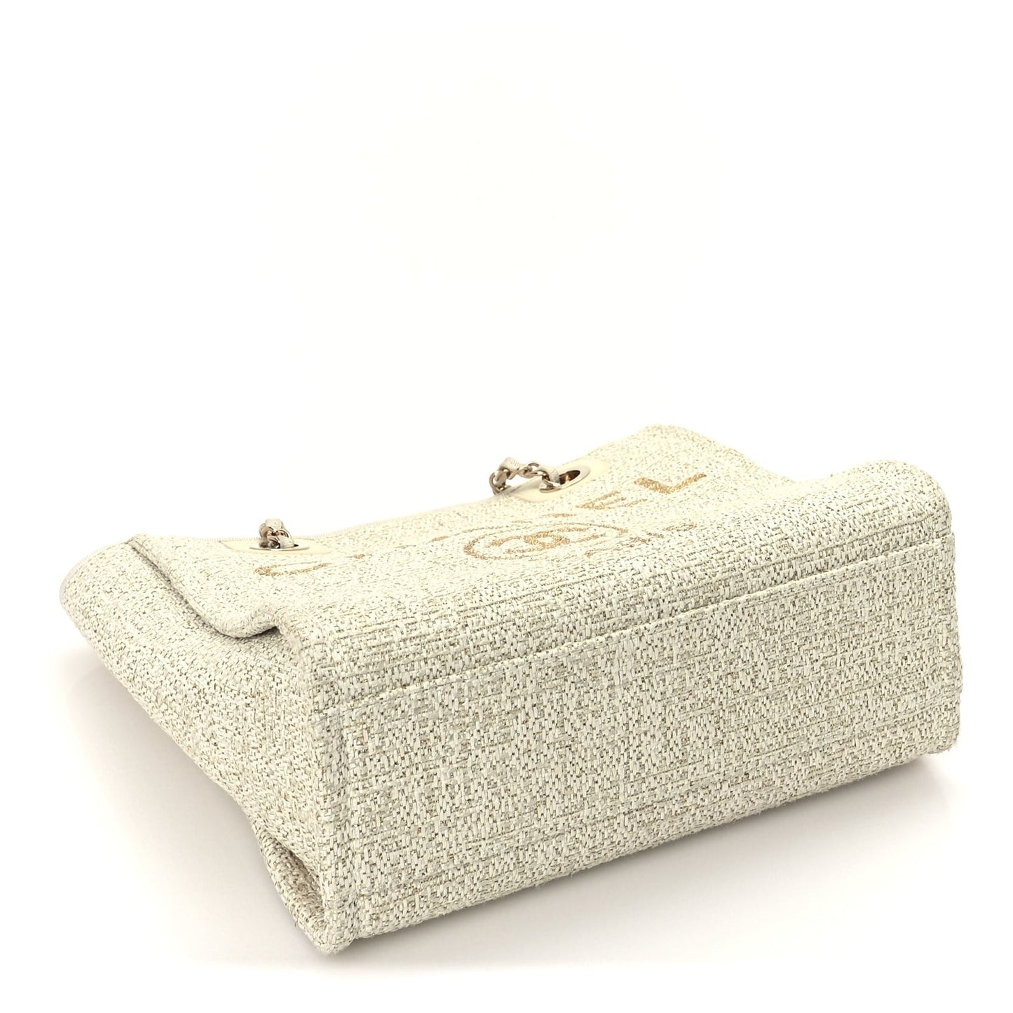 Lurex Boucle Mini Deauville Tote White