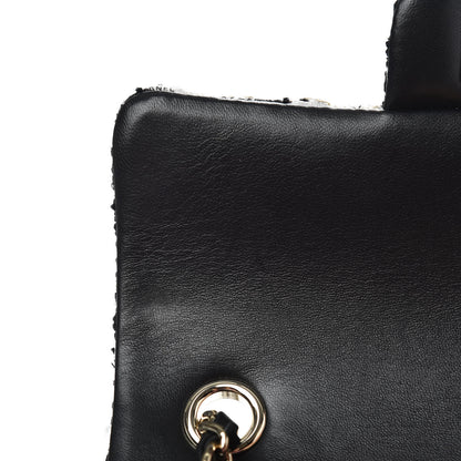 Chanel Tweed Quilted Mini Rectangular Flap Black Ecru White 10 of 11