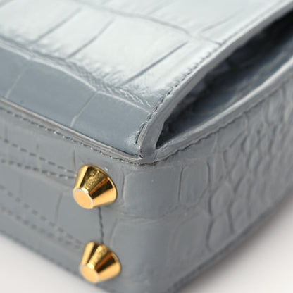 Alexander McQueen Calfskin Crocodile Embossed Box Shoulder Bag 16 Grey 8 of 20