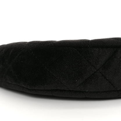 Chanel Velvet Crystal Quilted Chain Hobo Black 10 of 11