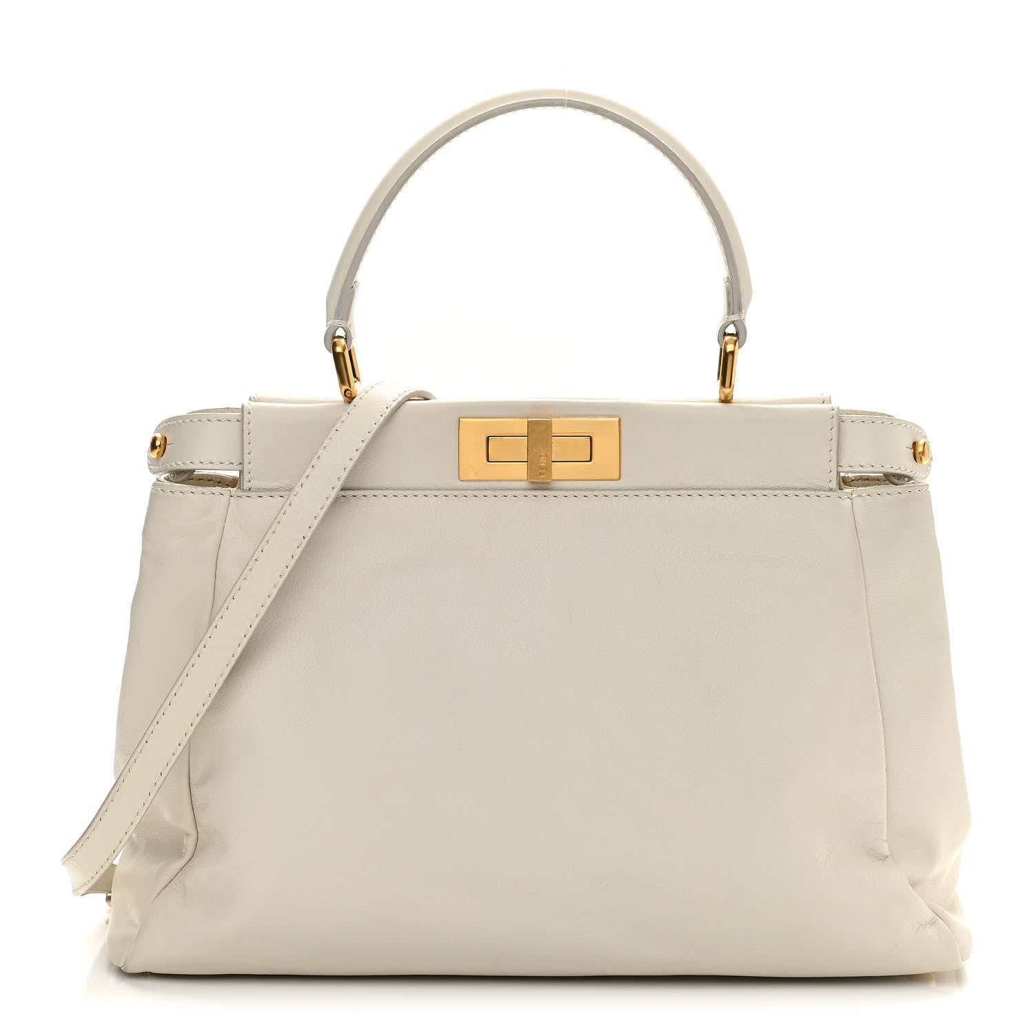 Fendi Nappa Medium Peekaboo Iconic Satchel White 1 of 13