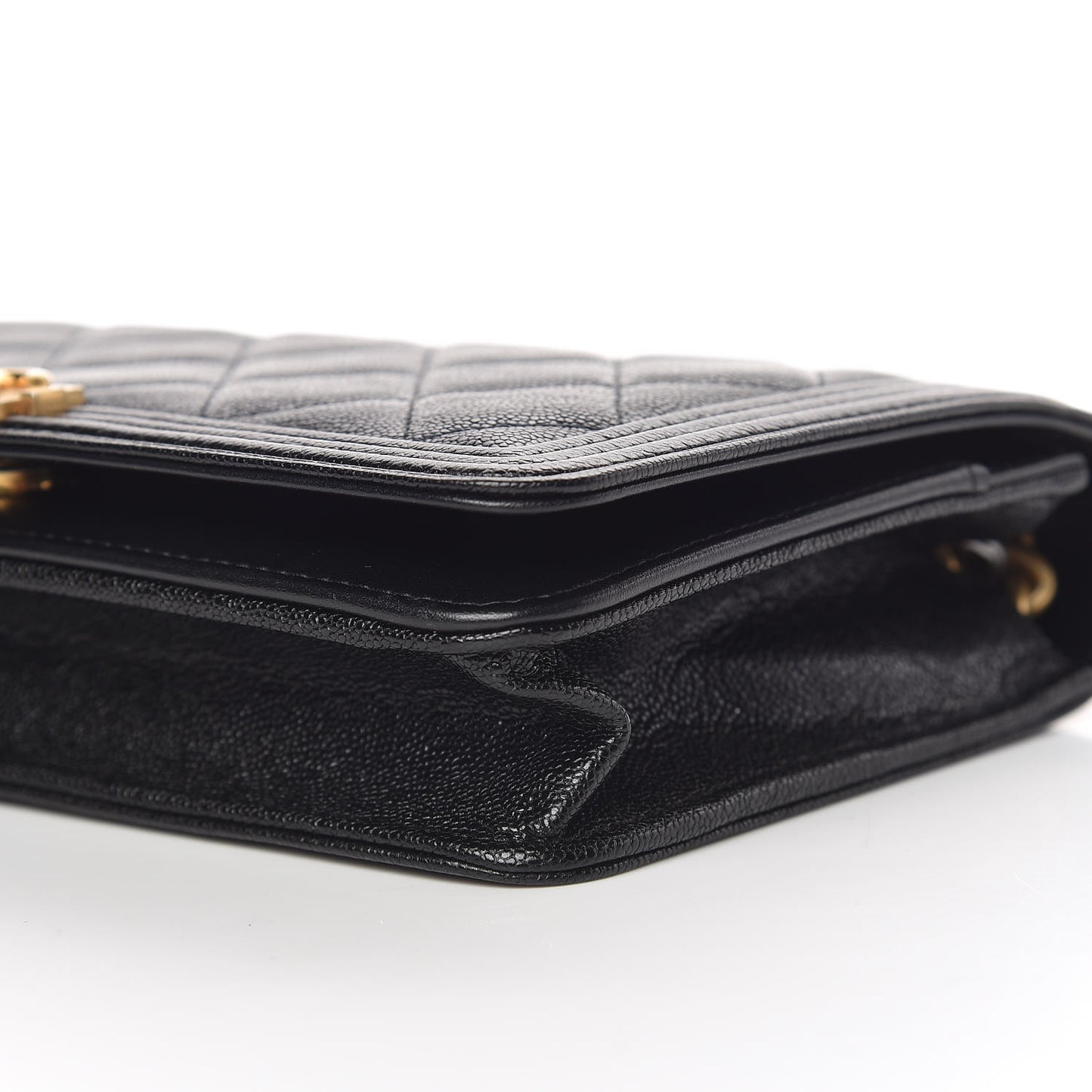 Caviar Quilted Boy Wallet On Chain WOC Black