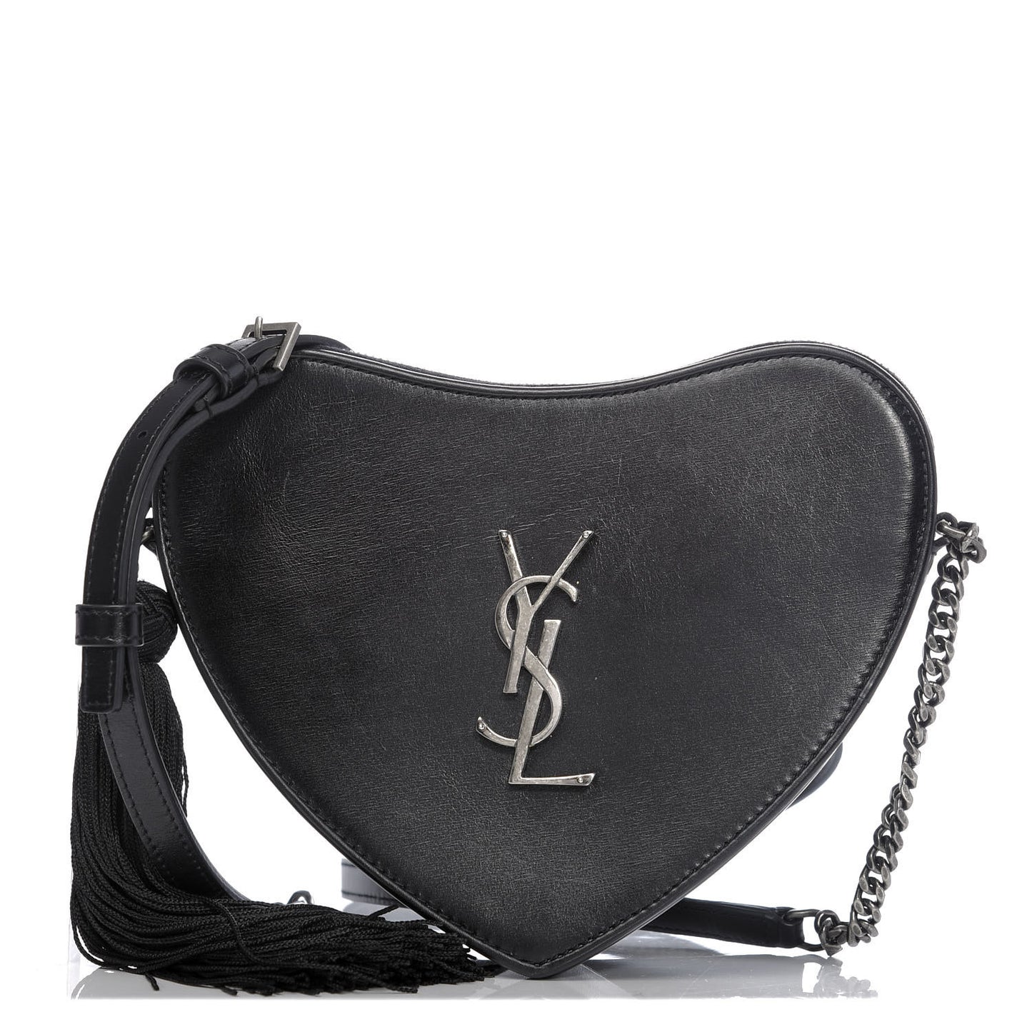Calfskin Heart Monogram Crossbody Black