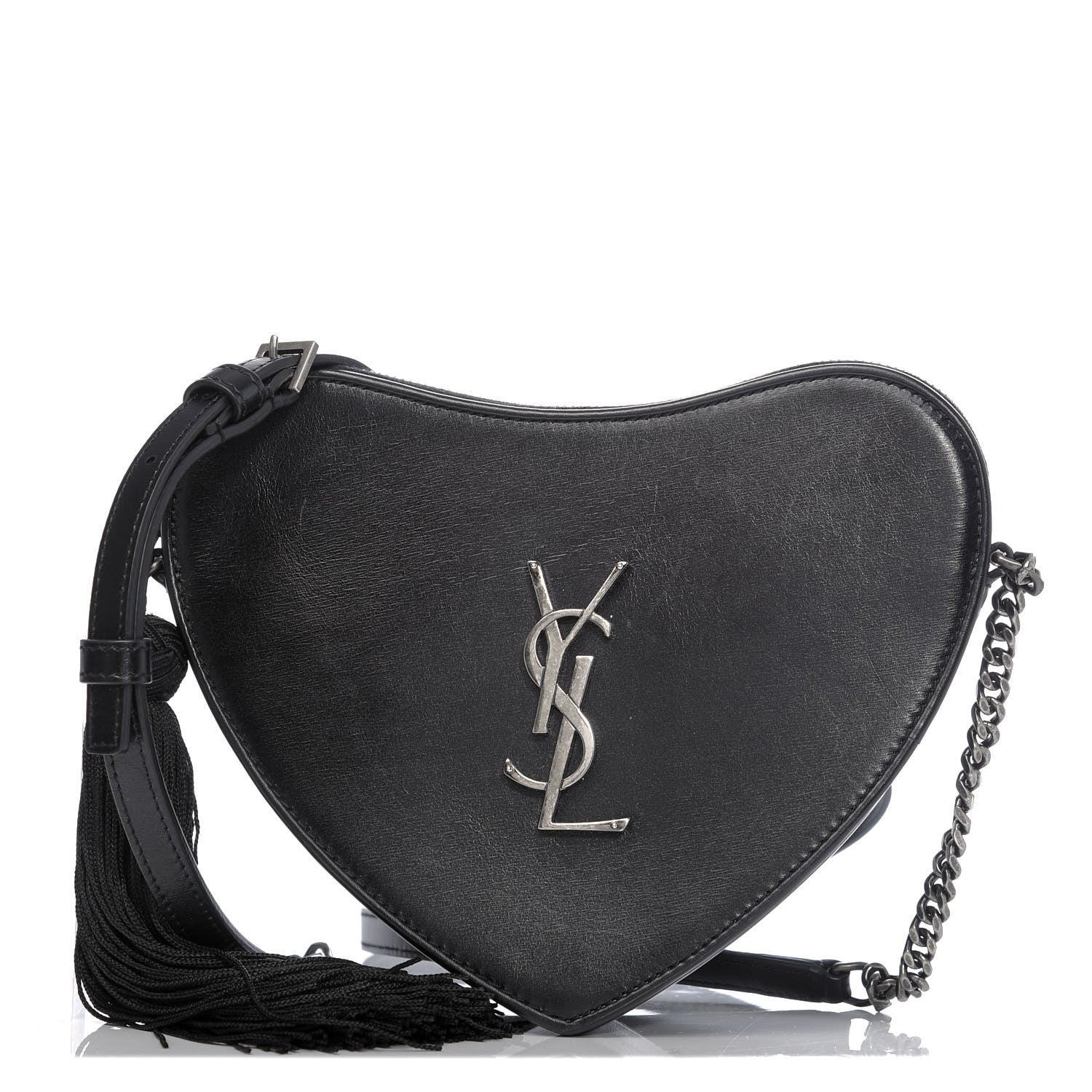 Saint Laurent Calfskin Heart Monogram Crossbody Black 1 of 9