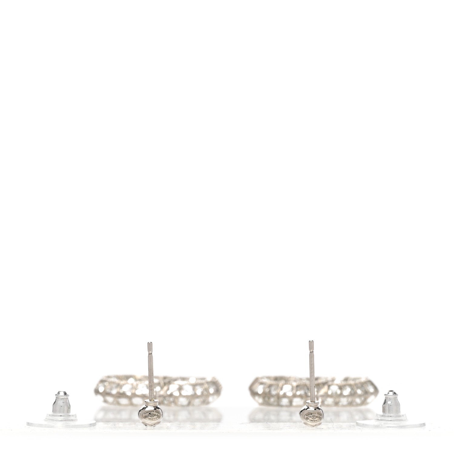 Chanel Baguette Crystal CC Drop Earrings Silver 3 of 4