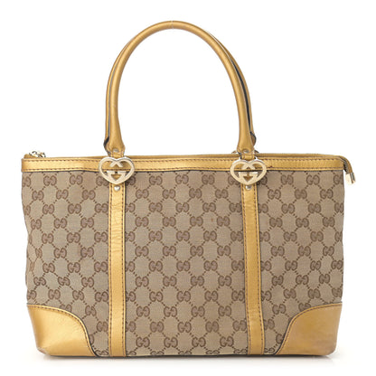 Gucci Monogram Small Lovely Heart Tote Gold 1 of 13