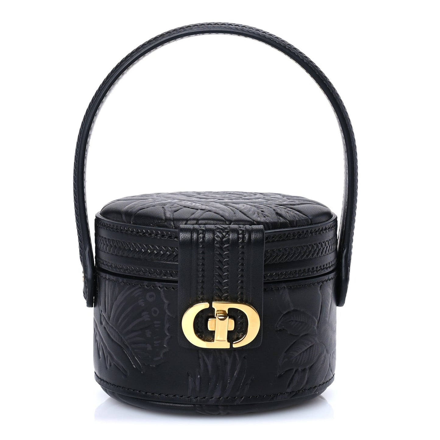 Calfskin Embossed Jardin Botanique Micro Vanity Case Black