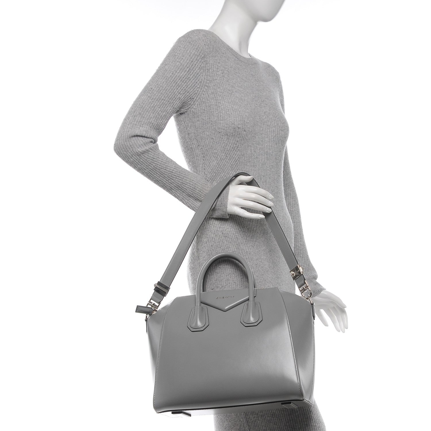 Givenchy Shiny Lord Calfskin Medium Antigona Pearl Grey 2 of 7