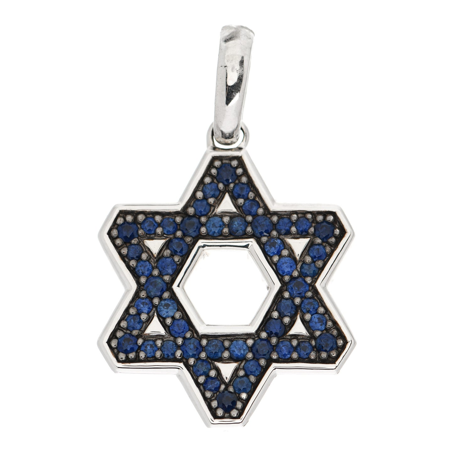Sterling Silver Blue Sapphire Star of David Pendant