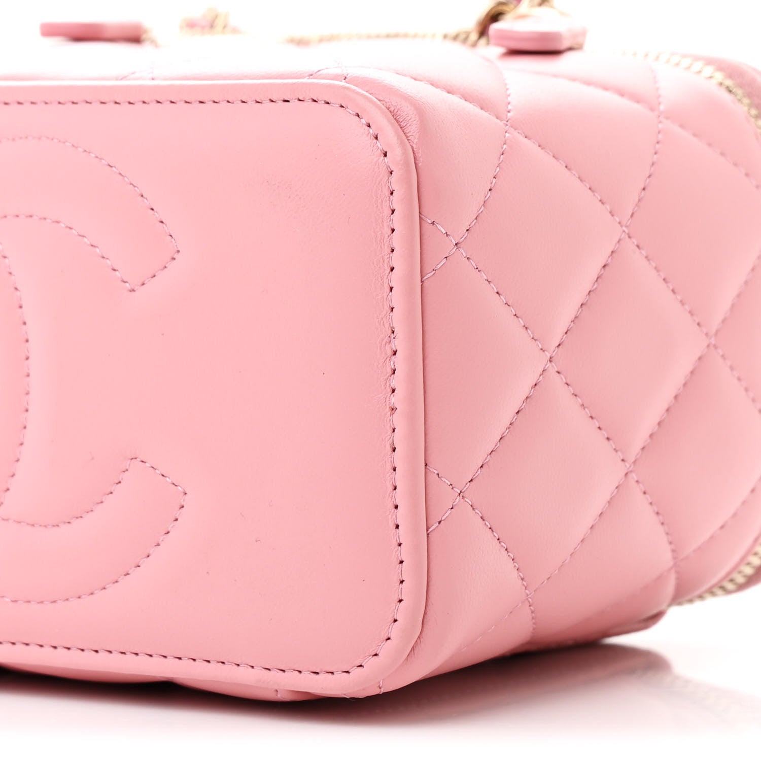 Chanel Lambskin Quilted Small Top Handle Vanity Case With Chain Dark Pink 10 of 11