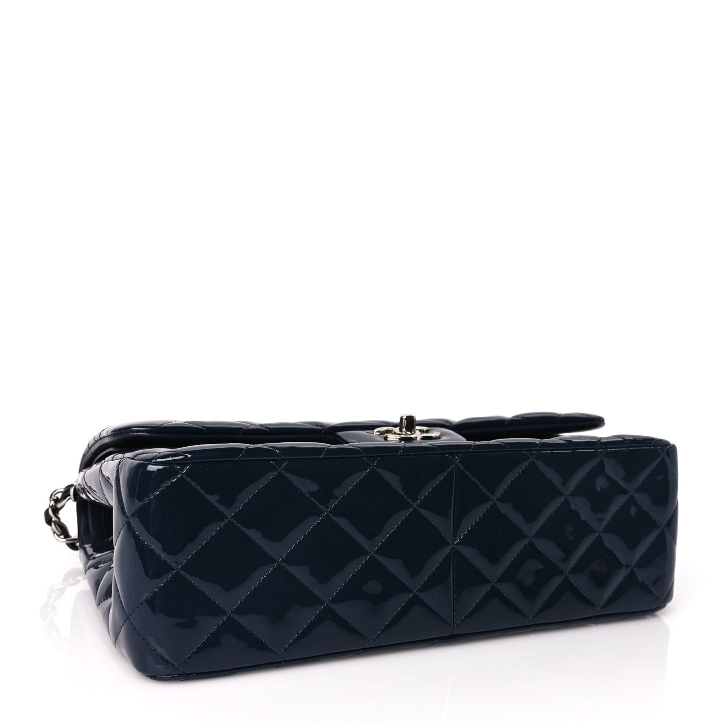 Patent Quilted Jumbo Double Flap Navy