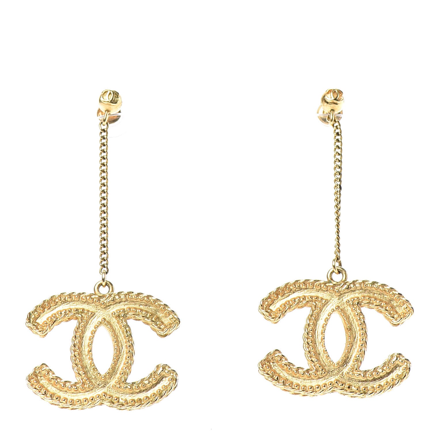 Chanel CC Drop Earrings Matte Gold 1 of 4