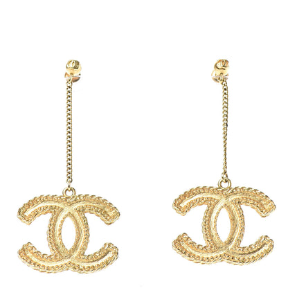 Chanel CC Drop Earrings Matte Gold 1 of 4