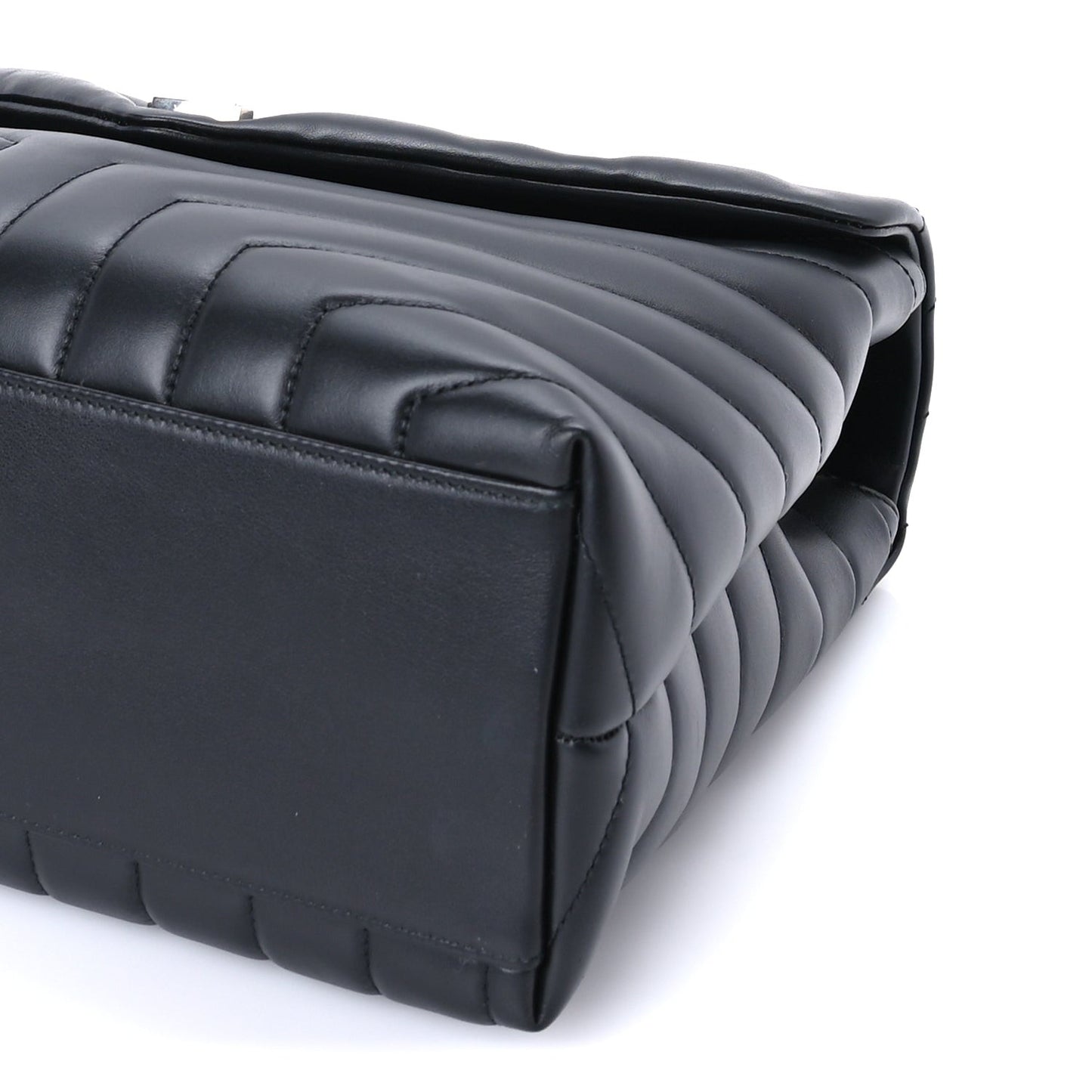 Calfskin Y Quilted Monogram Medium Loulou Chain Satchel Black