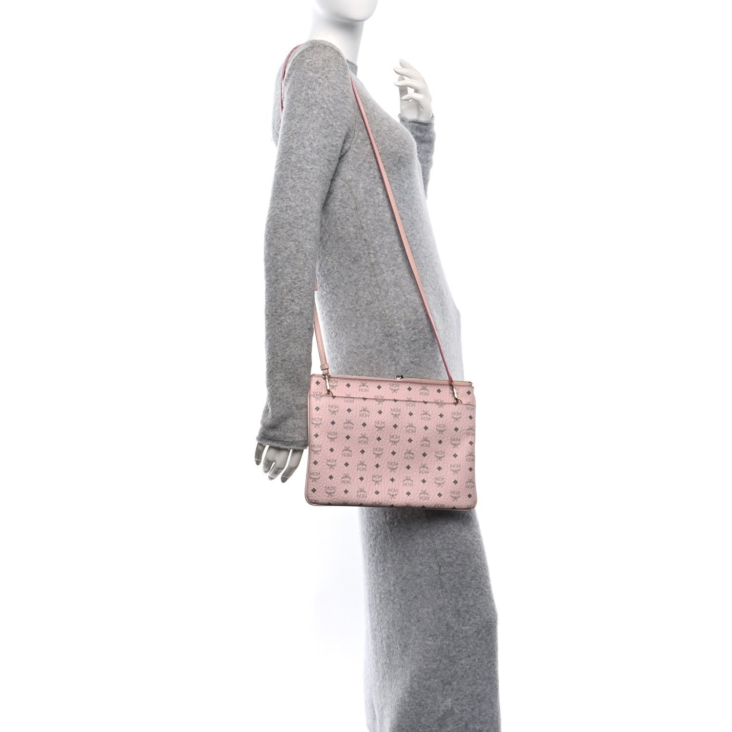 MCM Visetos Medium Crossbody Pouch Powder Pink 2 of 7