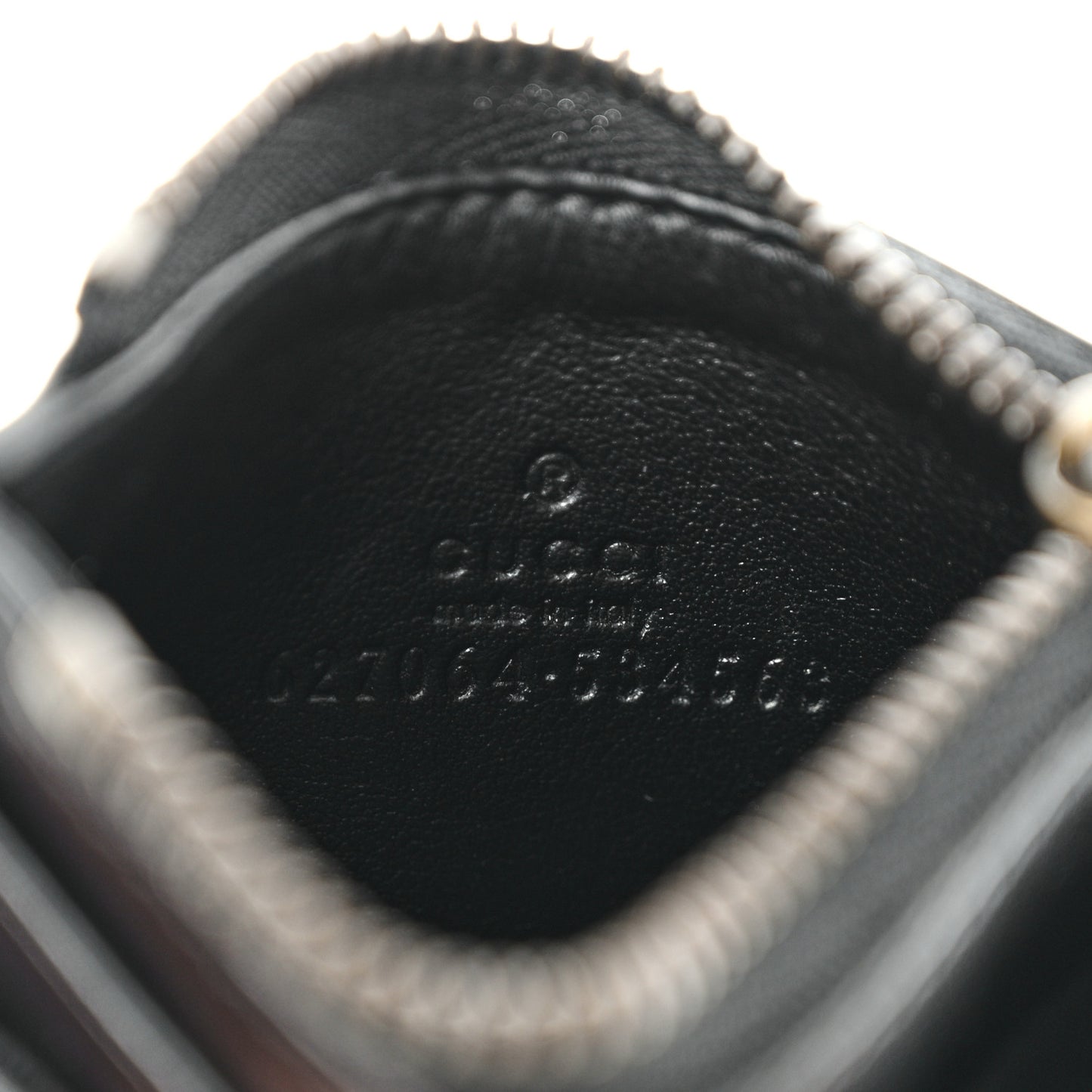 Calfskin Matelasse Chevron GG Marmont Key Case Card Holder Black